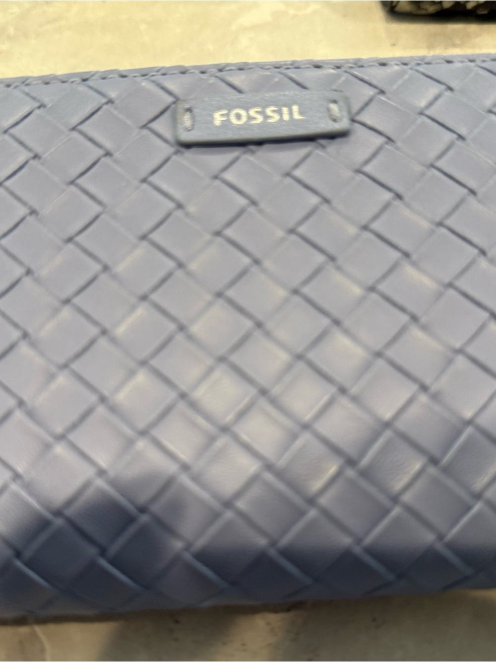 Fossil Woven Leather Wallet in Light Blue
